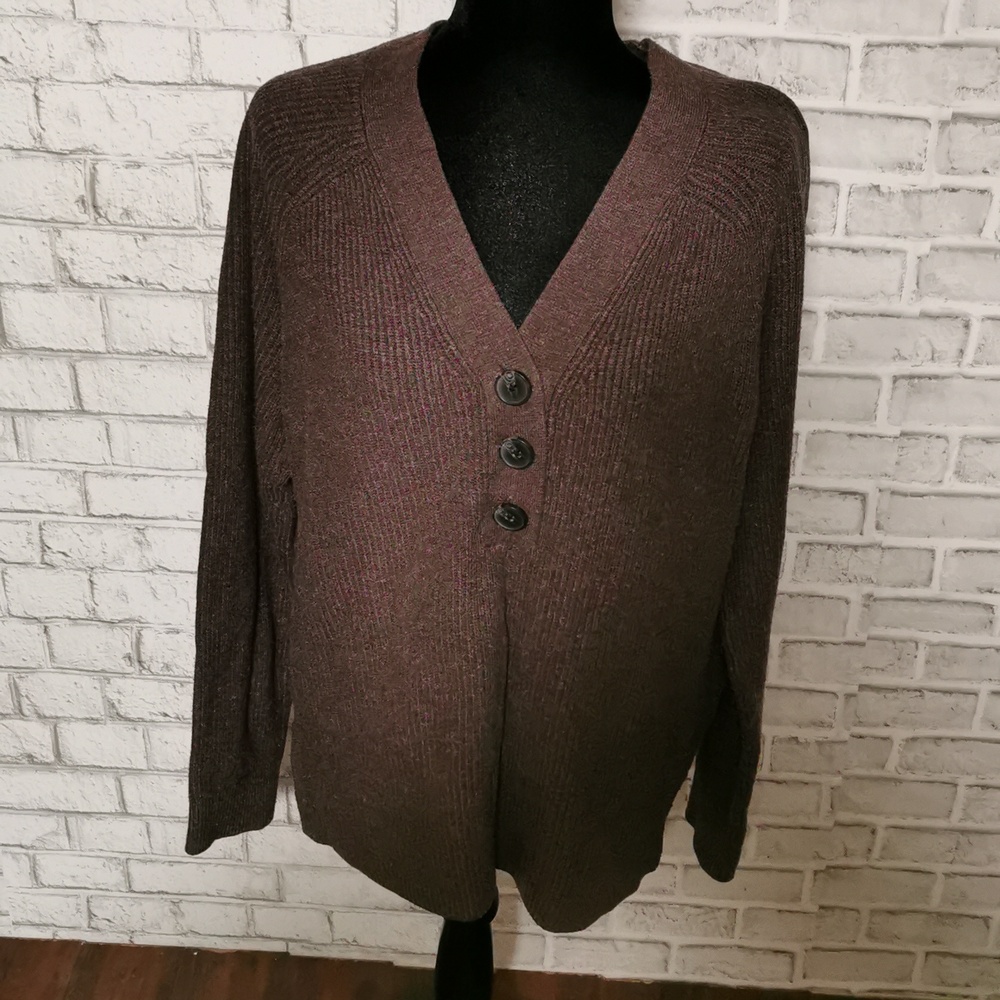 DENVER HAYES Ribbed V neck Sweater ladies  size XL